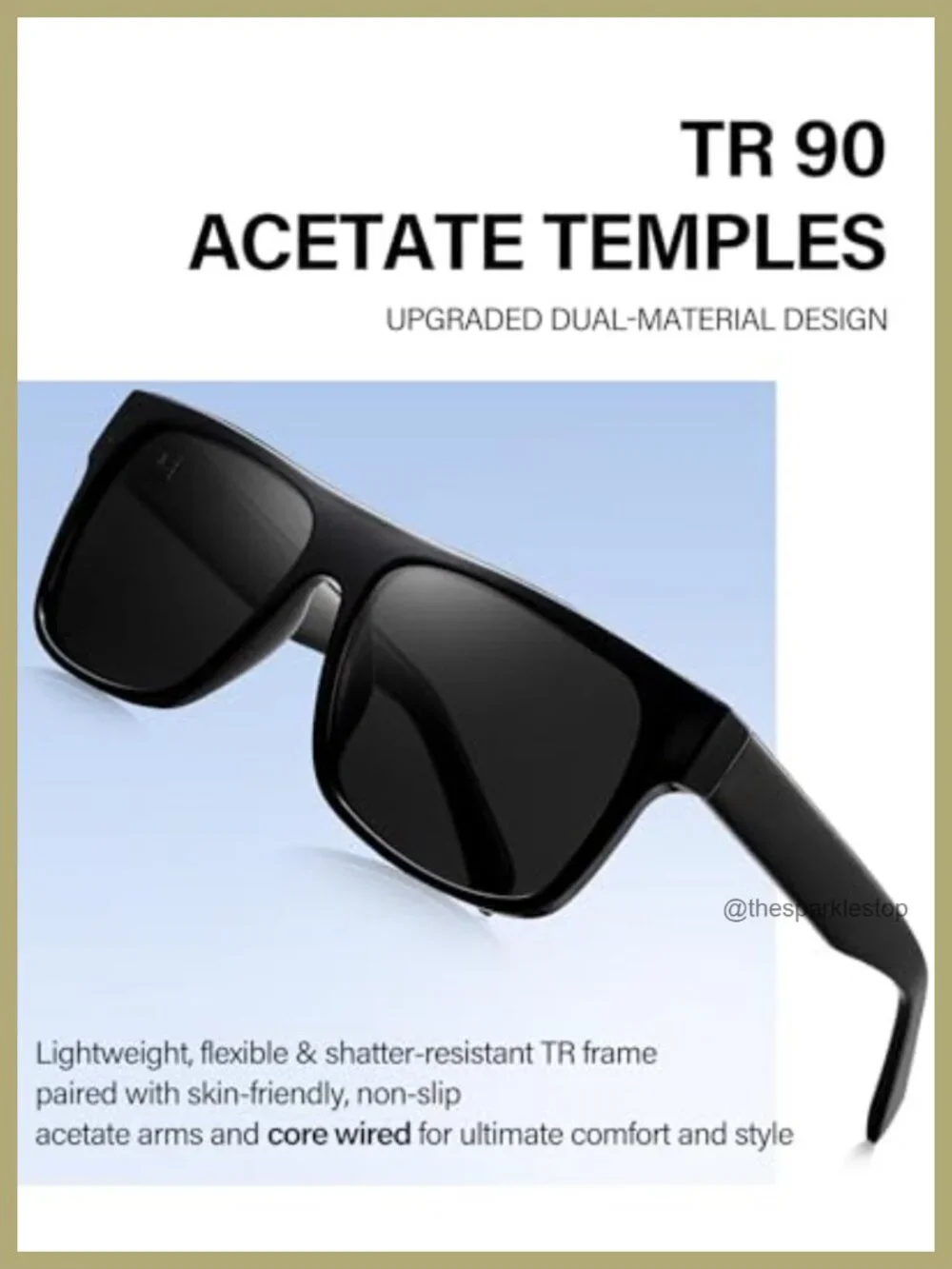 Flat Top Square Polarized Sunglasses UV400 Protection Acetate Men Women